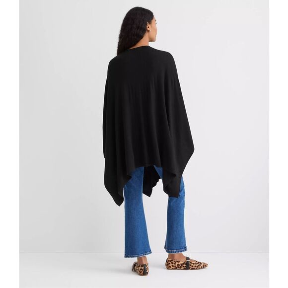 LOFT $89 Travel Wrap sweater shawl kimono Black ONE SIZE NEW - Picture 2 of 11